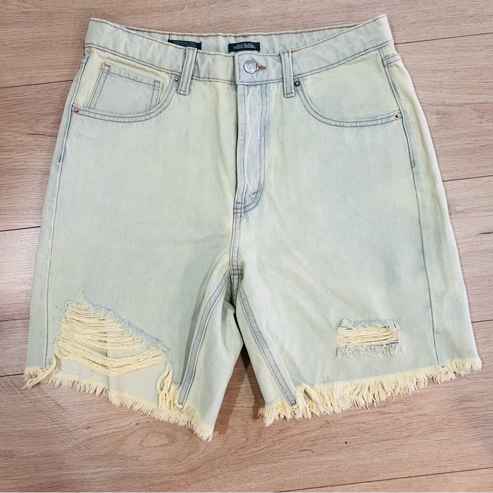 Wild Fable Light Green Distressed Jean Shorts